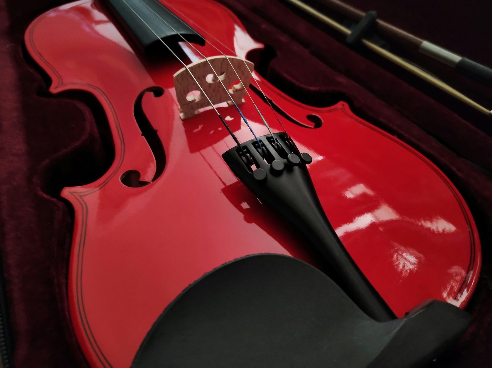 Close-up detail of a violin and bow